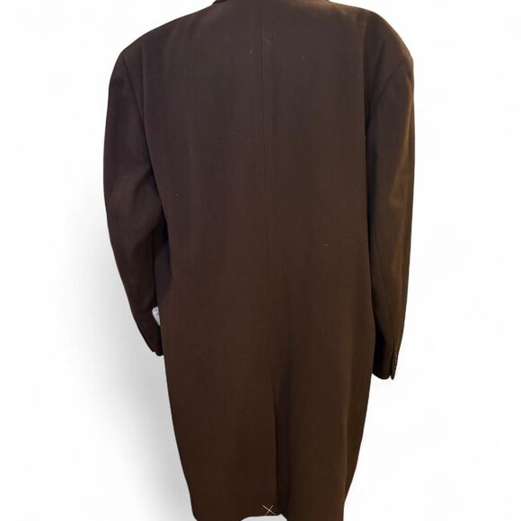 Jos. A. Bank Men’s 50R Chocolate Brown 100% Merino Wool Overcoat Long Dress Coat - Picture 2 of 8